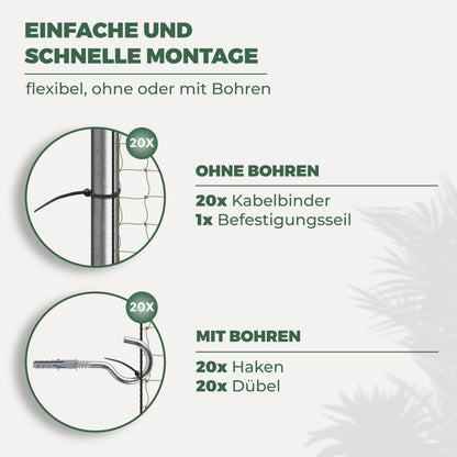 WOOWOOD Katzennetz Balkon, drahtverstärkt, wetterfest, 4x3 m