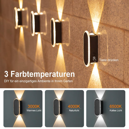 ELLASAY Solar Wandleuchten Aussen, Up & Down, 3 Farben, IP65, 6er-Set