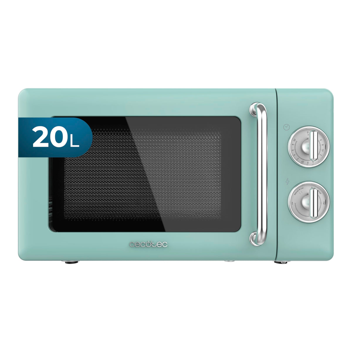 Cecotec Proclean 3010 Retro Mikrowelle - Grün Mechanisch 20 l: Grüne Retro-Mikrowelle, mechanische Drehregler zum Erwärmen von Speisen.