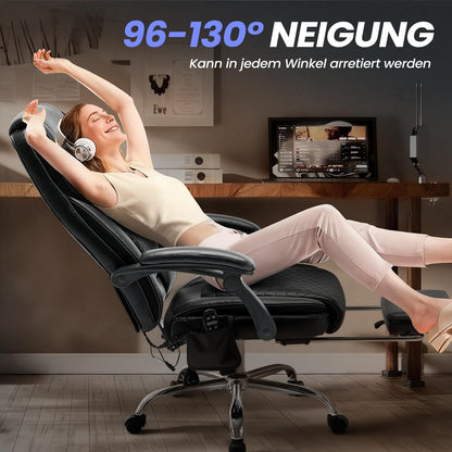 COLAMY Ergonomischer Chefsessel mit Massage, Heizfunktion & Fussstütze