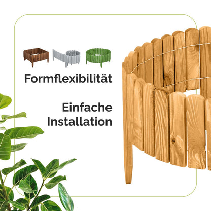 Garronda Rasenkante aus Holz, Rollborder 200 x 30 cm, dunkelbraun