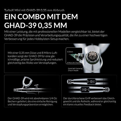 Gaahleri Turbox mini Airbrush-Kit mit GHAD-39 Dual-Action 0,35 mm