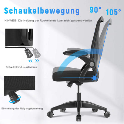 naspaluro Ergonomischer Bürostuhl – Netzbespannung, Schwarz