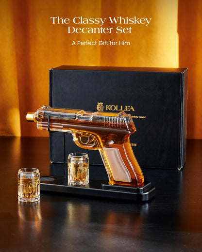 Kollea Whiskey-Dekanter Set in Waffenform mit 2 Gläsern, 450 ml