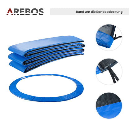 Arebos Trampolin Randabdeckung und Sicherheitsnetz, 366 cm, 8 Stangen