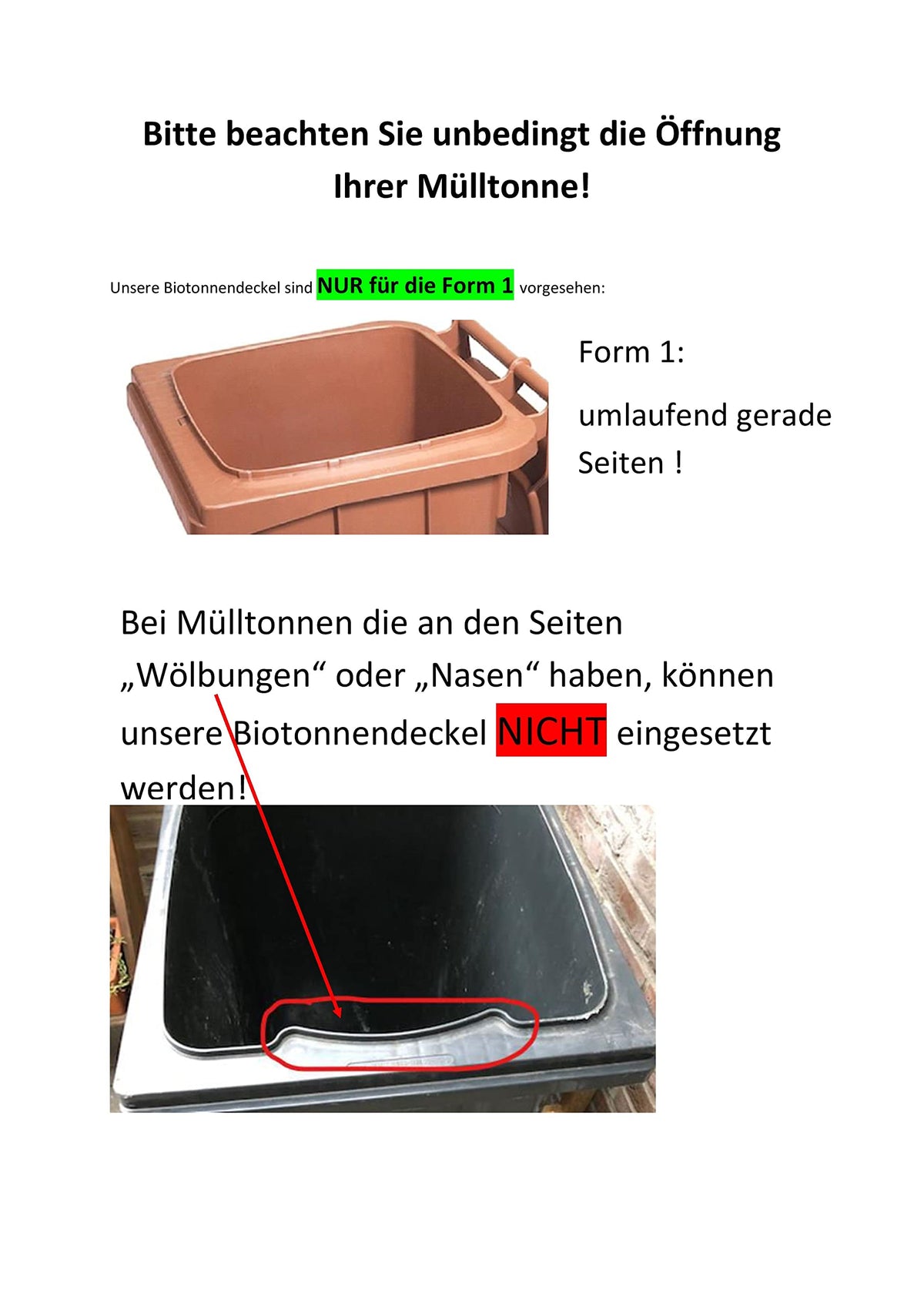 MADELO Biotonnendeckel für 120-Liter-Tonne, madenfrei ohne Chemie, Einsatzdeckel mit Dichtung