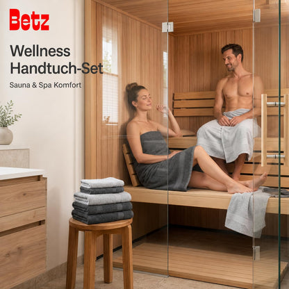 Betz Handtuch-Set 10-teilig aus Baumwolle, anthrazit & silbergrau