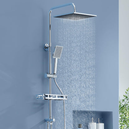 Auralum Duschsystem Regendusche mit Handbrause, Edelstahl, Chrom – eckiger Duschkopf, verchromte Oberfläche