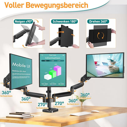 ELIVED Monitorhalterung EV006 für 3 Monitore, 13-27 Zoll, VESA 75/100