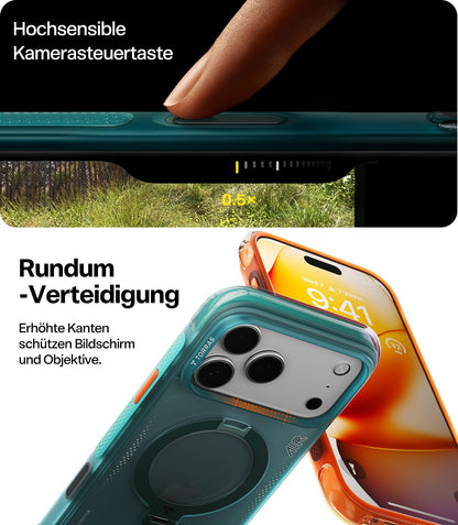 TORRAS Ostand Q3 Air Hülle iPhone 17 Pro mit Ständer - Gletscher Blau