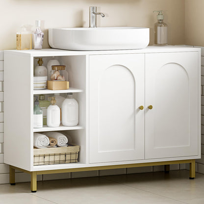 Hzuaneri Waschbeckenunterschrank Badezimmer Weiss BC09803G. Rechteckiger Badmöbel, schafft Stauraum unter dem Waschbecken. Mit Abflussöffnung.