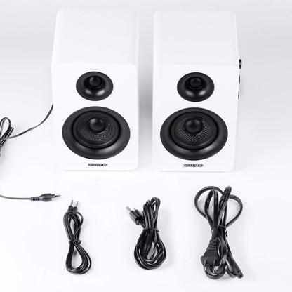 Sanyun SW208 Aktive Bluetooth Regallautsprecher – Weiss