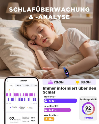 BIGGERFIVE Vigor 3 Kinder-Fitnessuhr mit AMOLED, 3ATM, Blau