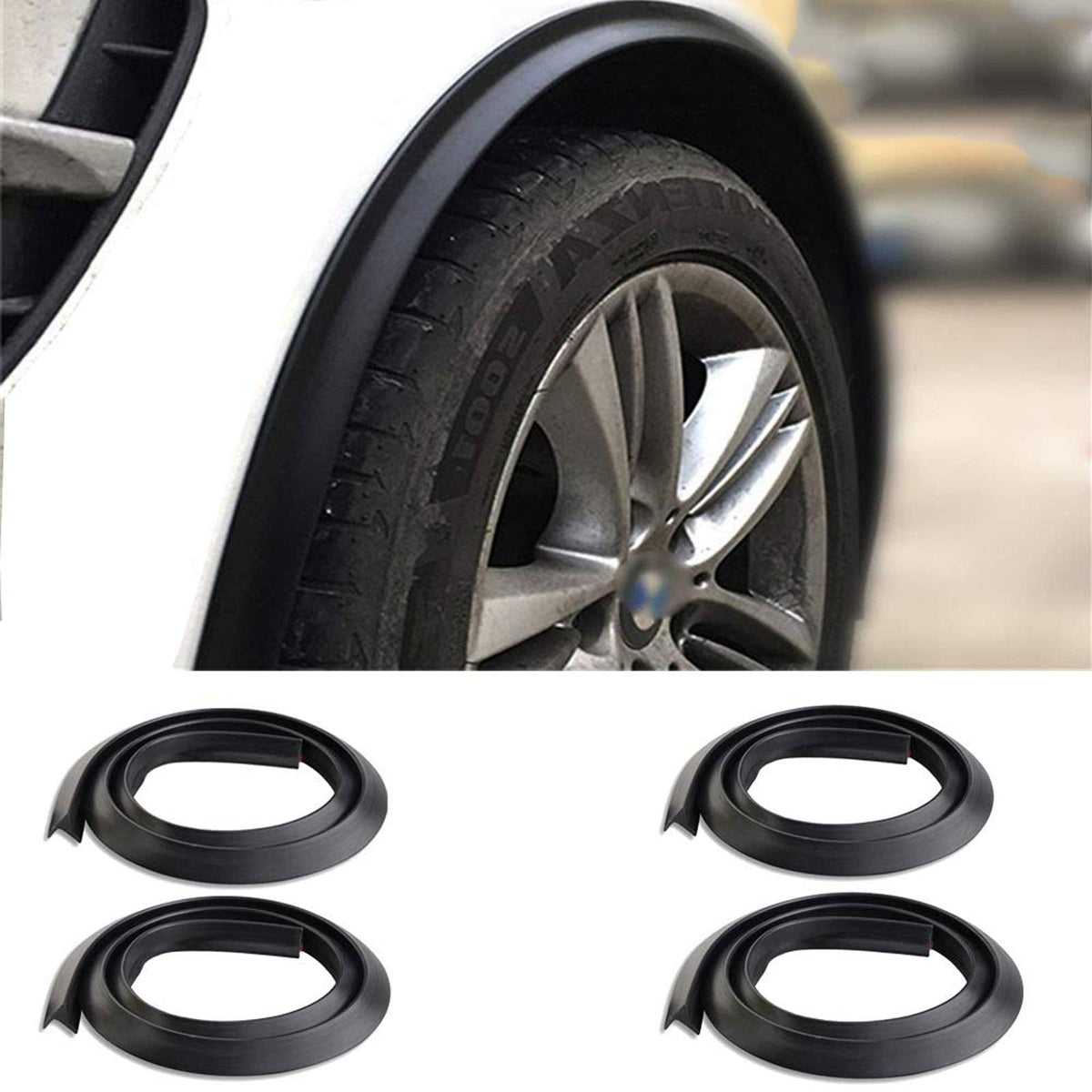 DuDuZui Radlaufverbreiterung Universal, 4x 1,5 m Gummileiste schwarz – flexible Gummistreifen zum Schutz des Radlaufs