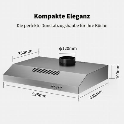 FIREGAS Dunstabzugshaube 60 cm Unterbau, Umluft & Abluft, Edelstahl