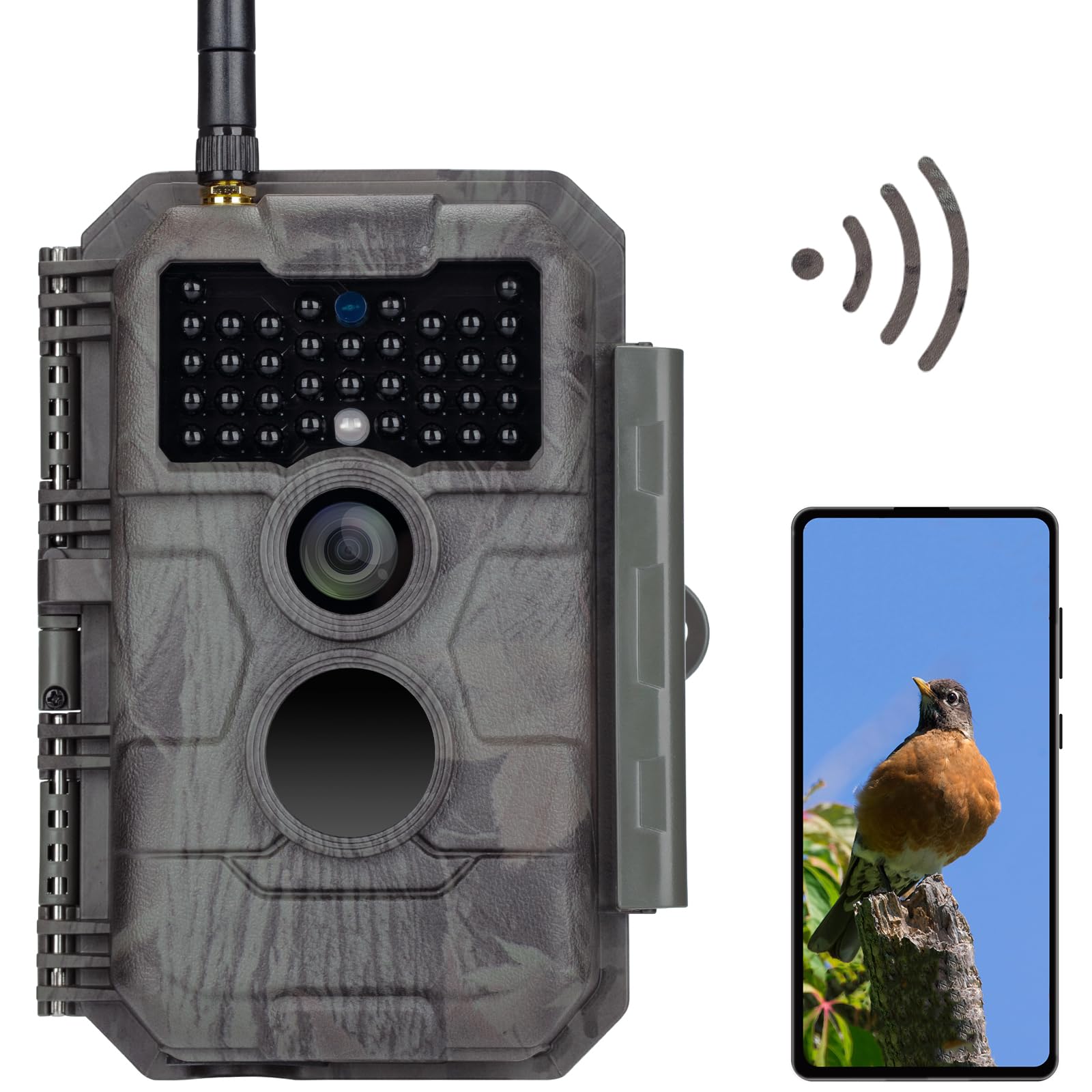 GardePro E6 Wildkamera – 48MP, WLAN, No Glow Nachtsicht. Kompakte, rechteckige Kamera zur hochauflösenden Wildtierüberwachung.