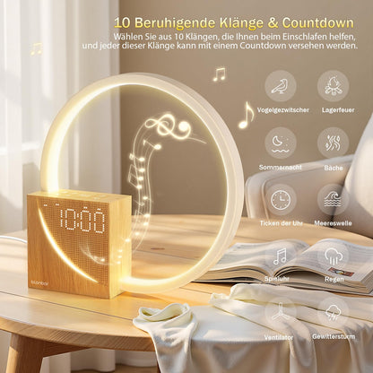 blonbar Nachttischlampe AJ300 mit Lichtwecker und USB-Ladefunktion