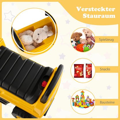 COSTWAY Kinder Sitzbagger – Drehbare Schaufel, Stauraum, ab 1 Jahr