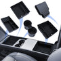 LANTU Tesla Model Y Juniper Mittelkonsole Organizer Set - 5 Pcs Beflockung. Schwarze, beflockte Einsätze. Organisiert den Mittelkonsolen-Stauraum.