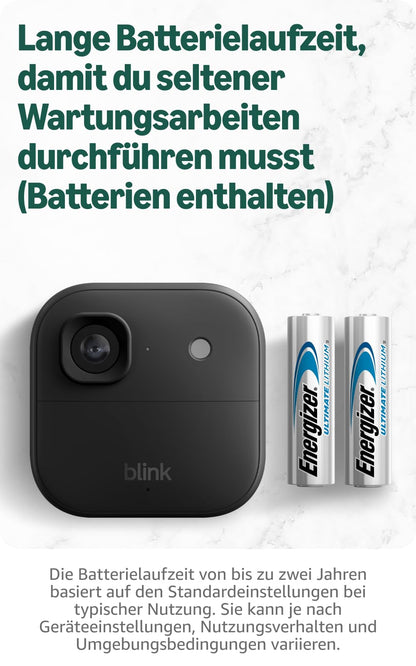 Blink Aussenkamera 2K+ – kabellose Sicherheitskamera, Schwarz