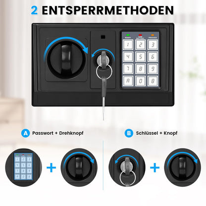 Sanfnz Tresor 15L, digitaler Möbeltresor mit Zahlencode und Schlüssel