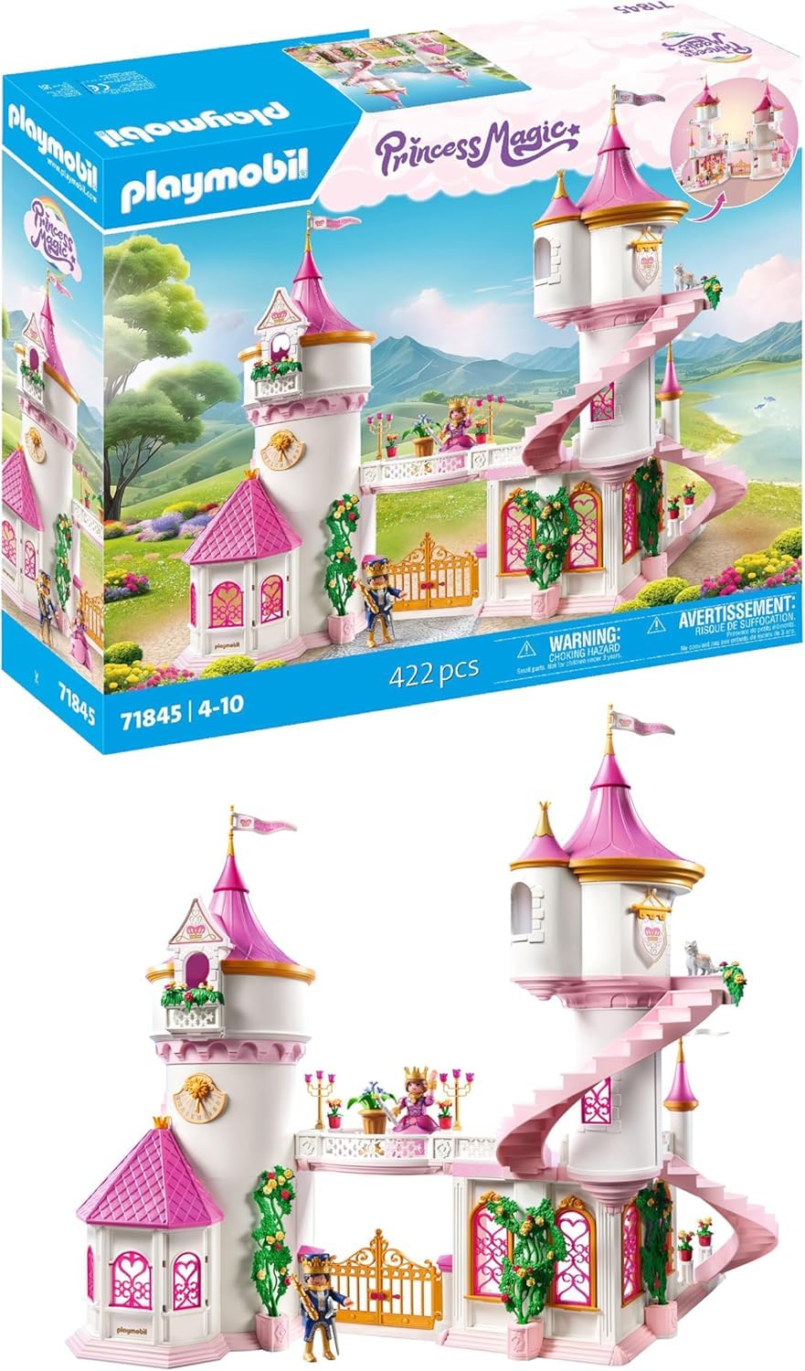 PLAYMOBIL Princess Magic Prinzessinnenschloss mit Königspaar - 71845. Mehrstöckiges rosa/lila Schloss mit zwei Spielfiguren zum fantasievollen Spielen.
