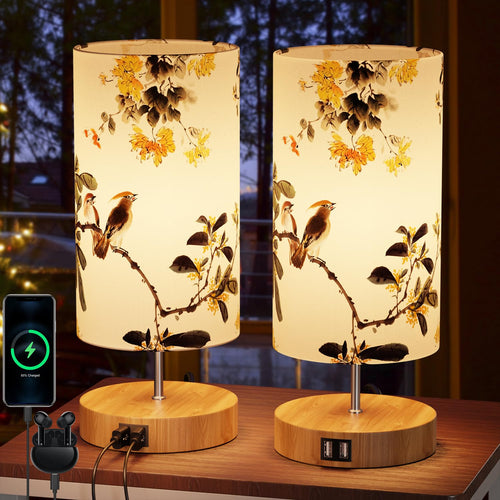 GPATIO Moderne LED Nachttischlampe Touch Dimmbar – 2er Set USB. Spendet dimmbares LED-Licht am Nachttisch mit USB-Anschluss.