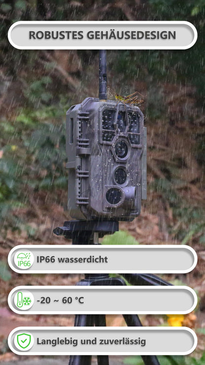GardePro E8P Max Wildkamera mit WLAN, 64 MP, 1296P und Akku