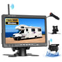 CAMECHO Rückfahrkamera System – Kabellos 7" HD Monitor IP68. Schwarzer Monitor, kompakte Kamera. Zeigt kabellos Videobilder zum sicheren Rangieren.