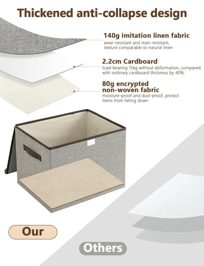 Bagnizer Aufbewahrungsbox mit Deckel, 3er Set, faltbar, Weiss & Beige