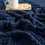 EMME Musselin-Decke 100% Baumwolle, 230 x 230 cm, Navy Blau – atmungsaktiver Überwurf aus Musselin-Gaze
