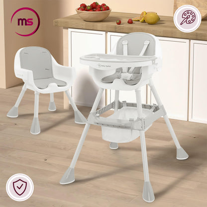 Moby-System Magnolia 2in1 Hochstuhl mit Tablett, Grau, ab 6 Monaten
