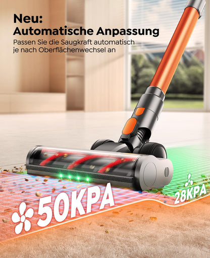 Fieety V9 Akku Staubsauger kabellos, 600 W, 50 kPa, mit Biegegelenk