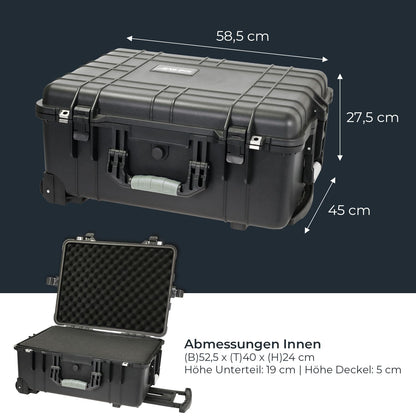 HMF ODK400 Outdoor-Trolley, Fotokoffer mit Rasterschaumstoff, schwarz