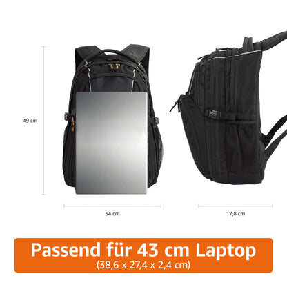 Amazon Basics Laptop-Rucksack bis 17 Zoll, gepolstert, schwarz