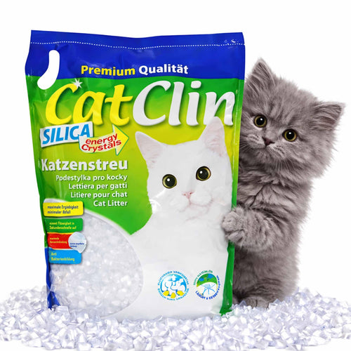Catclin Silikat-Katzenstreu 64 L (8 x 8 L) Vorratspack, staubarmes Kristallgranulat