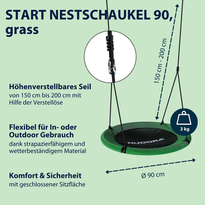 HUDORA Start Nestschaukel 90 cm, höhenverstellbar, grün, bis 100 kg