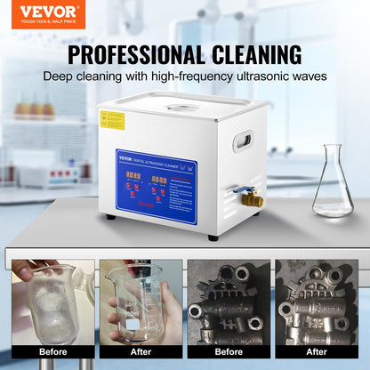 VEVOR Ultraschallreiniger 10L Edelstahl - Digital Heizung Timer