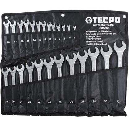 TECPO Maul-Ringschlüssel-Satz, 25-teilig, 6–32 mm, mit Rolltasche