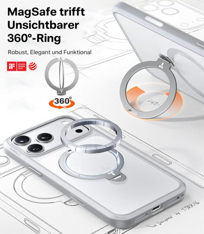 TORRAS Ostand Q3 Spin Handyhülle für iPhone 17 Pro Max, Silbergrau