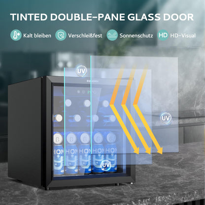 EUHOMY Getränkekühlschrank JC-36-F mit Glastür, 36 L, schwarz