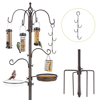 MIXXIDEA Vogelfutterstation Deluxe aus Metall höhenverstellbar 238 cm, schwarz, mit Haken und Ständer