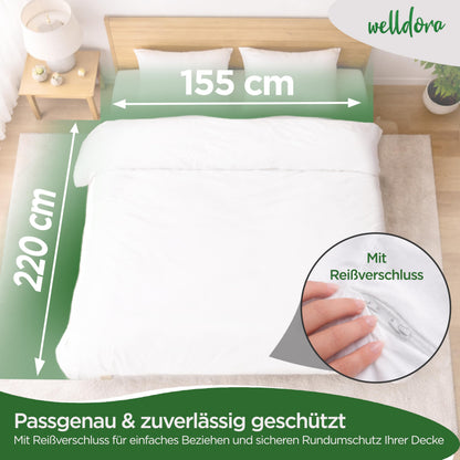 Welldora Milbenbezug Bettdecke 155x220 cm, Allergiker Encasing