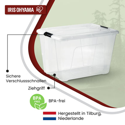 Iris Ohyama Aufbewahrungsbox mit Deckel NTB-60, 60 L, 4er-Set