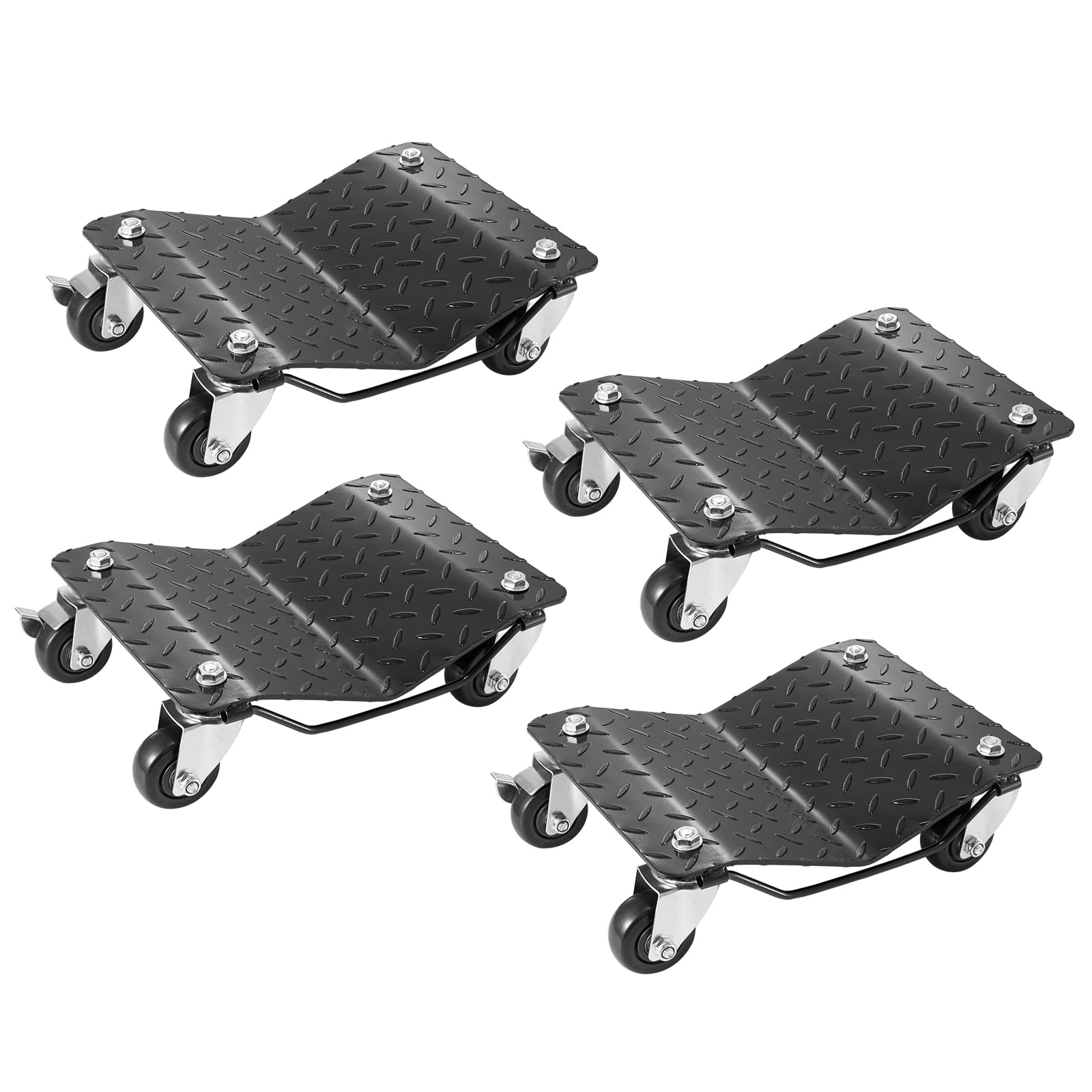 VEVOR Tragbarer Reifenwagen Notfallwagen 4er Set 3000 kg Schwarz. Schwarze Unterstellwagen zum seitlichen Rangieren von Fahrzeugen.
