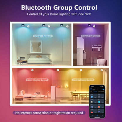 GeyouLux LED Einbaustrahler RGB 313RGB, dimmbar, schwarz, 6er-Set