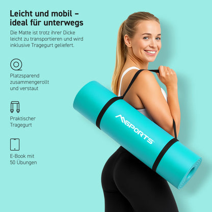 MSPORTS Gymnastikmatte Premium 190 x 100 cm, Aquamarin, phthalatfrei
