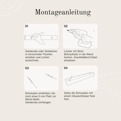Designfabrik Hamburg Wandgarderobe Metall 80cm Matt Schwarz