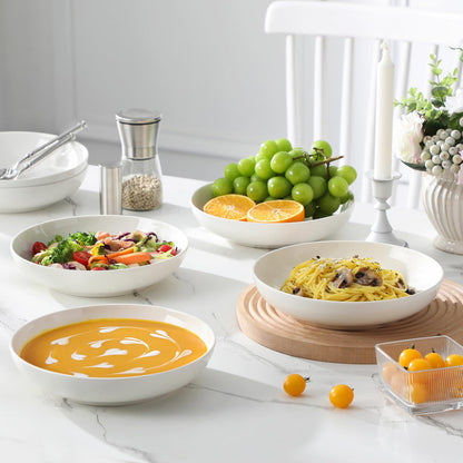 MALACASA Regular Suppenteller 6-teilig Porzellan Cremeweiss 1250 ml