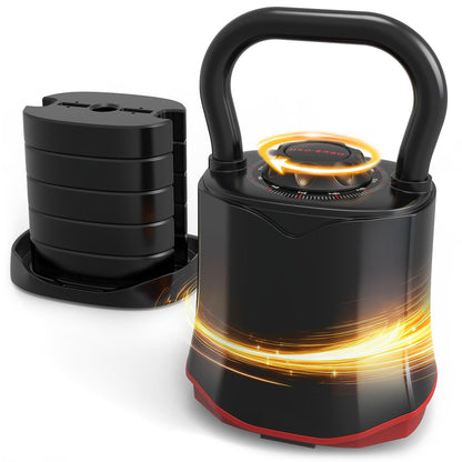 HXD-ERGO Verstellbare Kettlebell 6-in-1 (3–18 kg), Kugelhantel aus Stahl mit breitem Griff